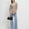 Beige Double Layer Cardigan