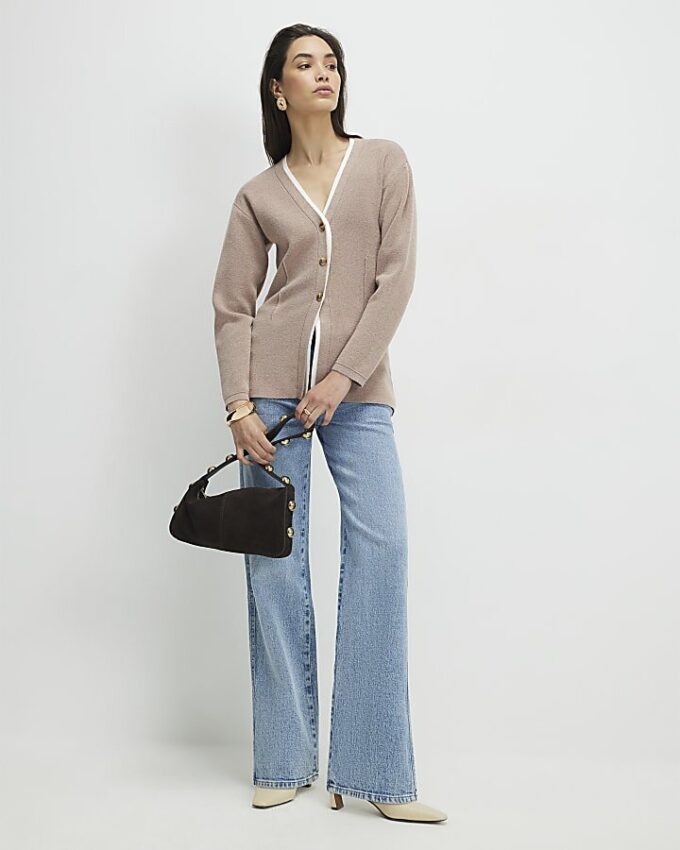 Beige Double Layer Cardigan