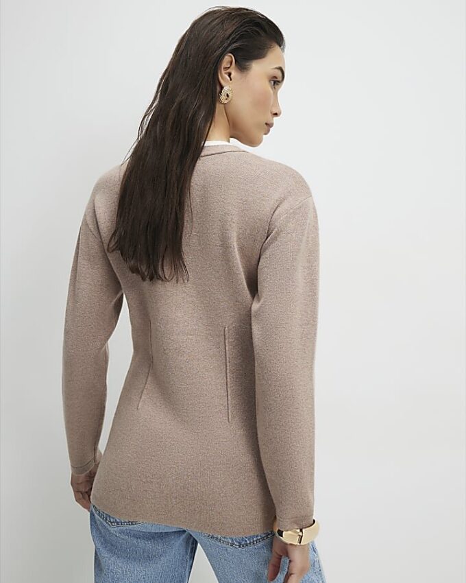 Beige Double Layer Cardigan