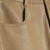Beige Faux Leather Barrel Leg Trousers