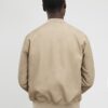 Beige Faux Leather Bomber Jacket