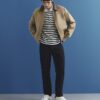 Beige Faux Leather Collared Harrington Jacket
