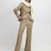 Beige Faux Leather Sculpted Blazer
