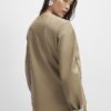 Beige Faux Leather Sculpted Blazer