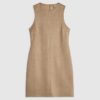 Beige Faux Suede Shift Dress
