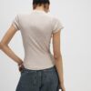 Beige Fitted Ribbed T-shirt
