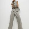 Beige Flecked Wide Leg Trousers