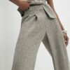Beige Flecked Wide Leg Trousers