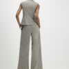 Beige Flecked Wide Leg Trousers