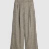 Beige Flecked Wide Leg Trousers