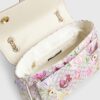 Beige Floral Monogram Print Shoulder Bag