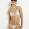 Beige Geometric Print Bikini Bottoms