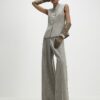 Beige High Neck Flecked Sculpted Waistcoat