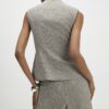 Beige High Neck Flecked Sculpted Waistcoat
