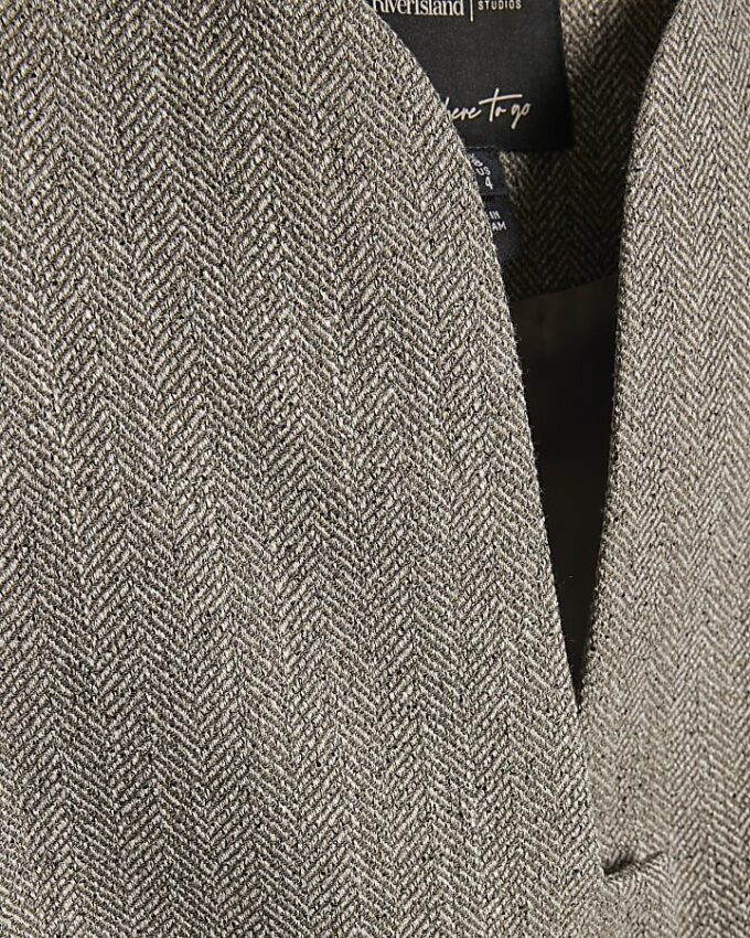 Beige High Neck Flecked Sculpted Waistcoat