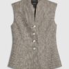 Beige High Neck Flecked Sculpted Waistcoat