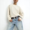 Beige Knitted Crew Neck Jumper