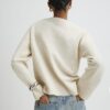 Beige Knitted Crew Neck Jumper