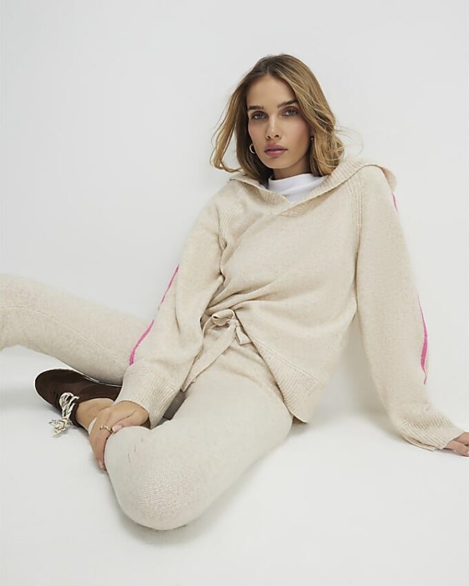 Beige Knitted Joggers