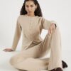 Beige Knitted Long Sleeve Structured Cardigan