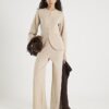 Beige Knitted Long Sleeve Structured Cardigan