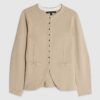 Beige Knitted Long Sleeve Structured Cardigan