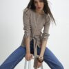 Beige Knitted Tie Waist Cardigan