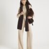 Beige Knitted Wide Leg Trousers