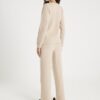 Beige Knitted Wide Leg Trousers