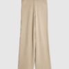 Beige Knitted Wide Leg Trousers