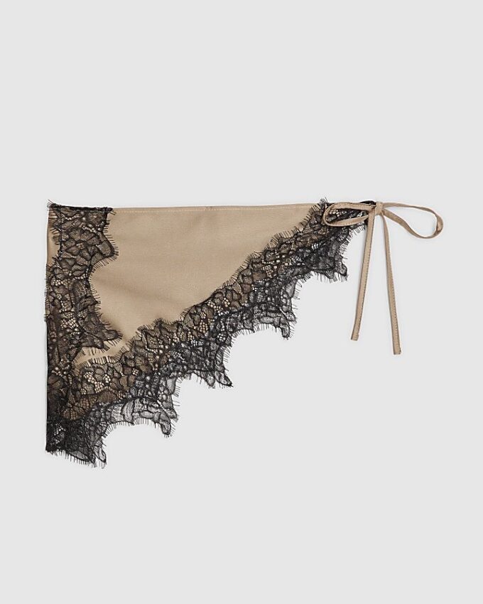 Beige Lace Trim Hip Scarf