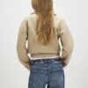 Beige Lace Up Sweatshirt