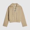 Beige Lace Up Sweatshirt