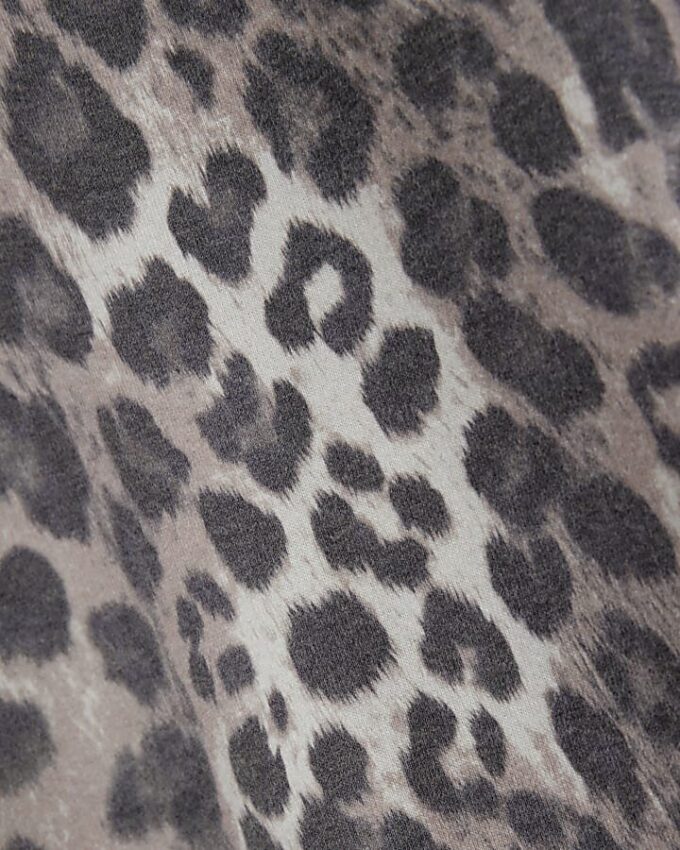 Beige Leopard Print Sweatshirt Mini Dress