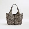 Beige Leopard Print Winged Shoulder Bag