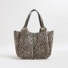 Beige Leopard Print Winged Shoulder Bag