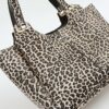 Beige Leopard Print Winged Shoulder Bag
