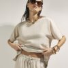 Beige Linen Blend Short Sleeve T-Shirt