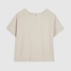 Beige Linen Blend Short Sleeve T-Shirt
