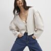 Beige Long Sleeve Button Detail Cardigan