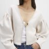 Beige Long Sleeve Button Detail Cardigan