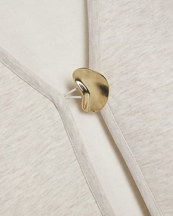 Beige Long Sleeve Button Detail Cardigan