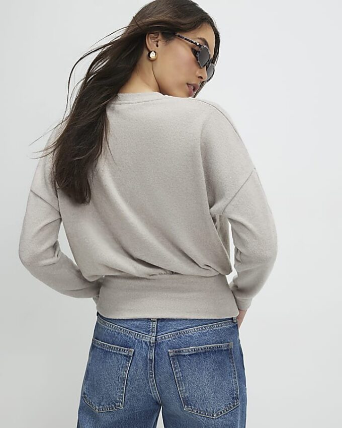 Beige Long sleeve Cosy Banded Top