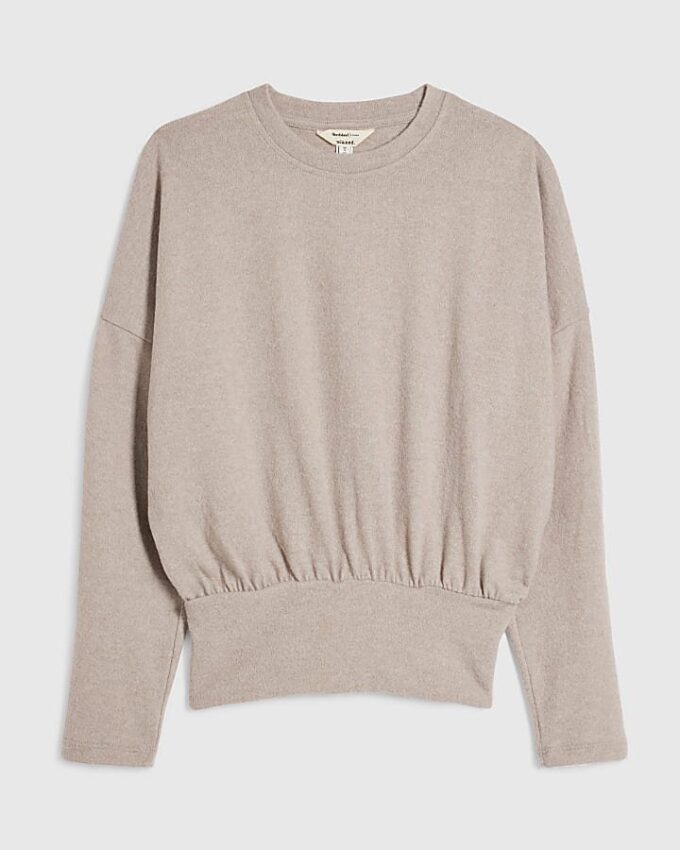 Beige Long sleeve Cosy Banded Top