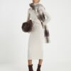 Beige Long Sleeve Cosy Twist Front Midi Dress