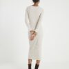 Beige Long Sleeve Cosy Twist Front Midi Dress