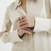 Beige Long Sleeve Satin Slimline Shirt