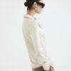 Beige Long Sleeve Satin Slimline Shirt