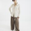 Beige Long Sleeve Satin Slimline Shirt