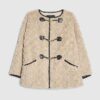 Beige Long Sleeve Tipped Borg Duffle Coat